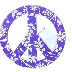 VINTAGE METAL PEACE SIGN SMALL PURPLE GRASSLANDS NEW.